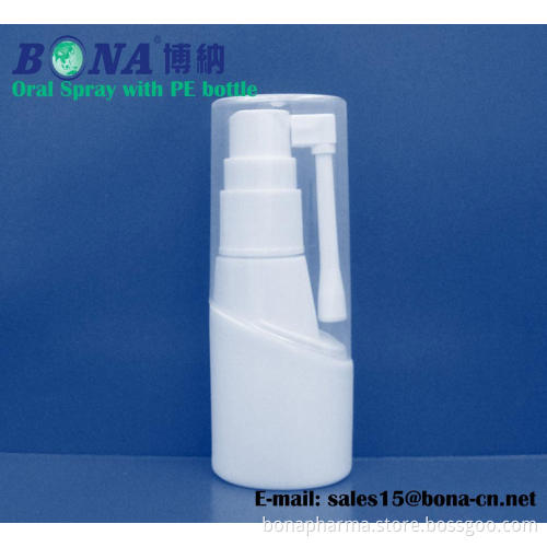 Pharmaceutical packaging 30ml HDPE bottle with oral spray screw on pump with 15days delivery on price USD0.1**